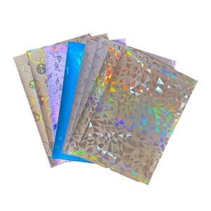 Holographic Faux Leather Bundle - 8 Sheets - Flamingo & Geo Foil Prints